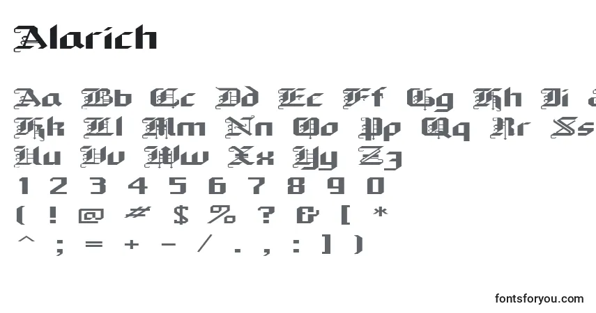 A fonte Alarich – alfabeto, números, caracteres especiais