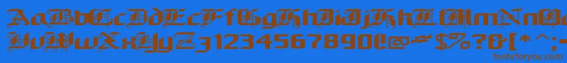 フォントAlarich – 茶色の文字が青い背景にあります。