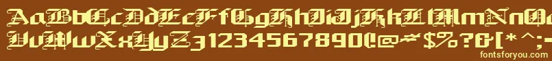 Alarich-fontti – keltaiset fontit ruskealla taustalla
