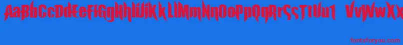 ExorcistaJed40-Schriftart – Rote Schriften auf blauem Hintergrund