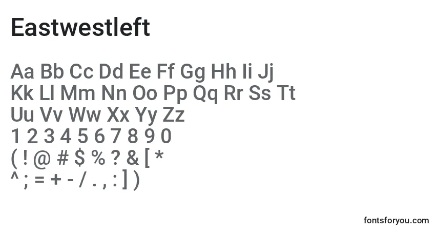 Czcionka Eastwestleft – alfabet, cyfry, specjalne znaki