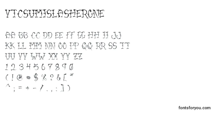 Schriftart VtcSumislasherone – Alphabet, Zahlen, spezielle Symbole