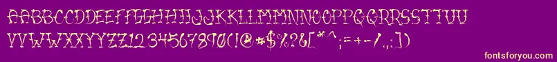 VtcSumislasherone-Schriftart – Gelbe Schriften auf violettem Hintergrund