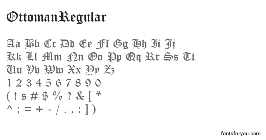 Czcionka OttomanRegular – alfabet, cyfry, specjalne znaki