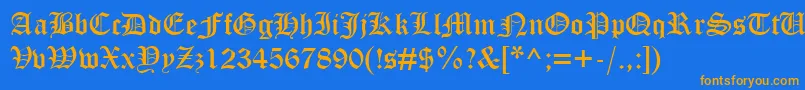 フォントOttomanRegular – オレンジ色の文字が青い背景にあります。