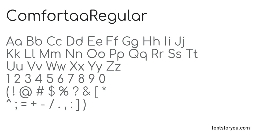 A fonte ComfortaaRegular – alfabeto, números, caracteres especiais