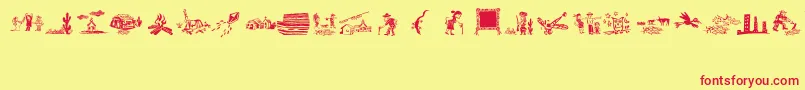 Fonte XiloCordelLiteratureIi – fontes vermelhas em um fundo amarelo