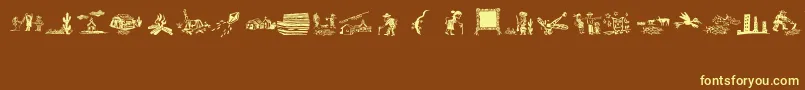 XiloCordelLiteratureIi-fontti – keltaiset fontit ruskealla taustalla
