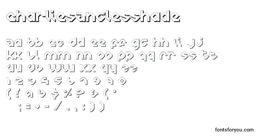Шрифт CharliesAnglesShade – алфавит, цифры, специальные символы