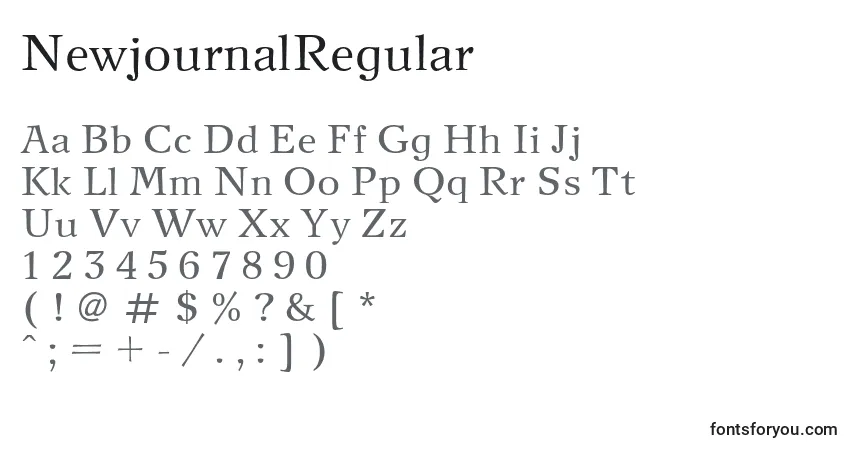 A fonte NewjournalRegular – alfabeto, números, caracteres especiais