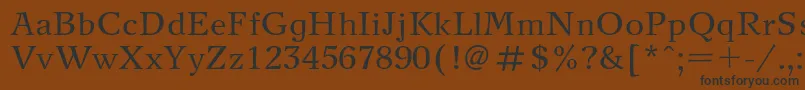 フォントNewjournalRegular – 黒い文字が茶色の背景にあります