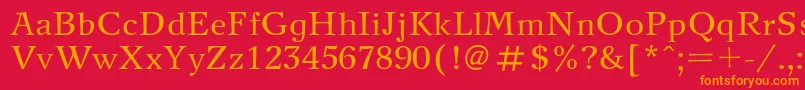 フォントNewjournalRegular – 赤い背景にオレンジの文字