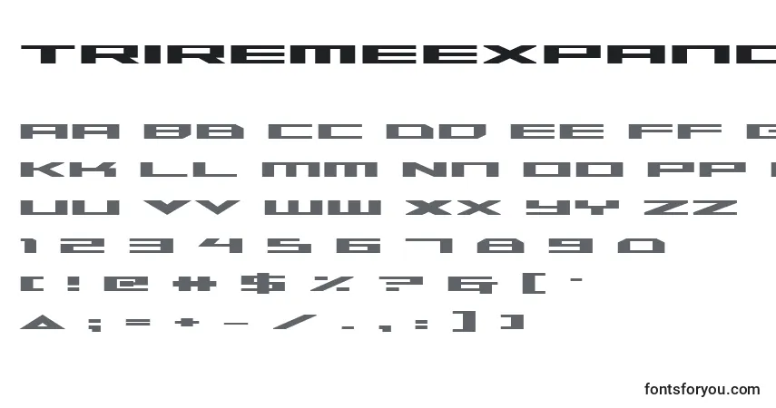 A fonte TriremeExpandedBold – alfabeto, números, caracteres especiais