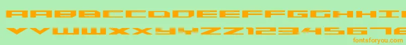 フォントTriremeExpandedBold – オレンジの文字が緑の背景にあります。