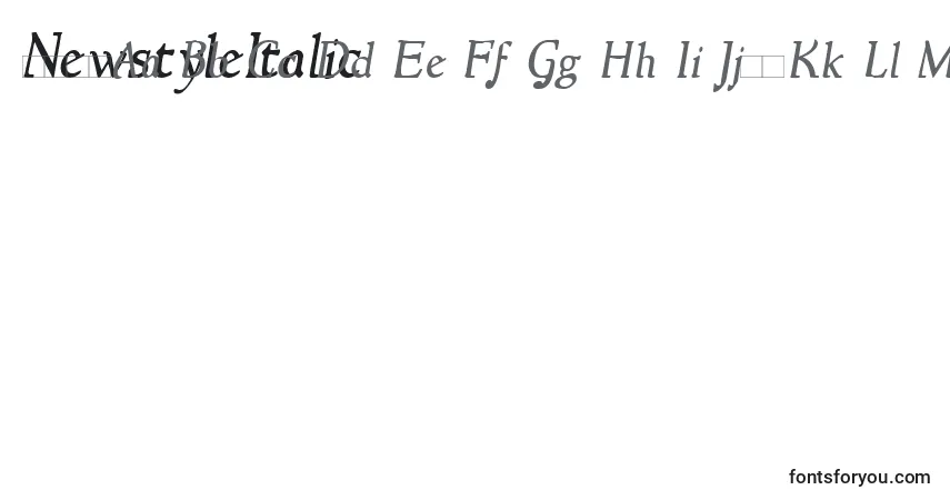 Schriftart NewstyleItalic – Alphabet, Zahlen, spezielle Symbole