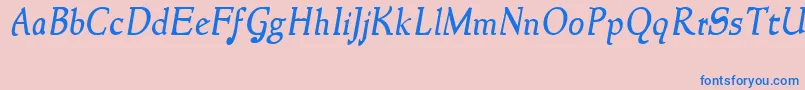 NewstyleItalic Font – Blue Fonts on Pink Background