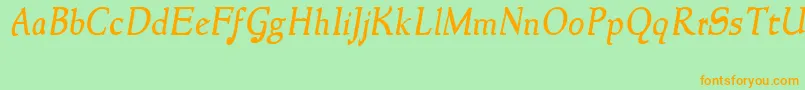 NewstyleItalic Font – Orange Fonts on Green Background
