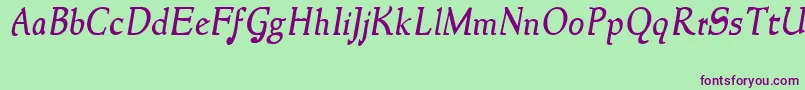 NewstyleItalic Font – Purple Fonts on Green Background