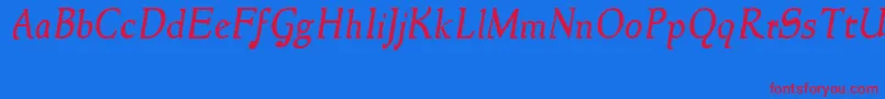 NewstyleItalic Font – Red Fonts on Blue Background