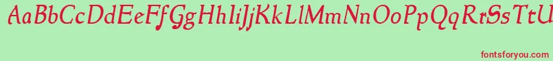 NewstyleItalic Font – Red Fonts on Green Background