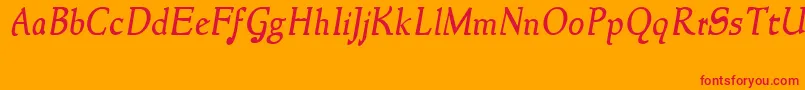 NewstyleItalic Font – Red Fonts on Orange Background