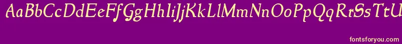 NewstyleItalic Font – Yellow Fonts on Purple Background