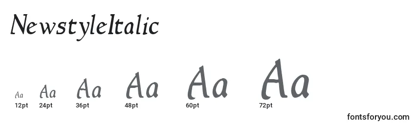 Размеры шрифта NewstyleItalic