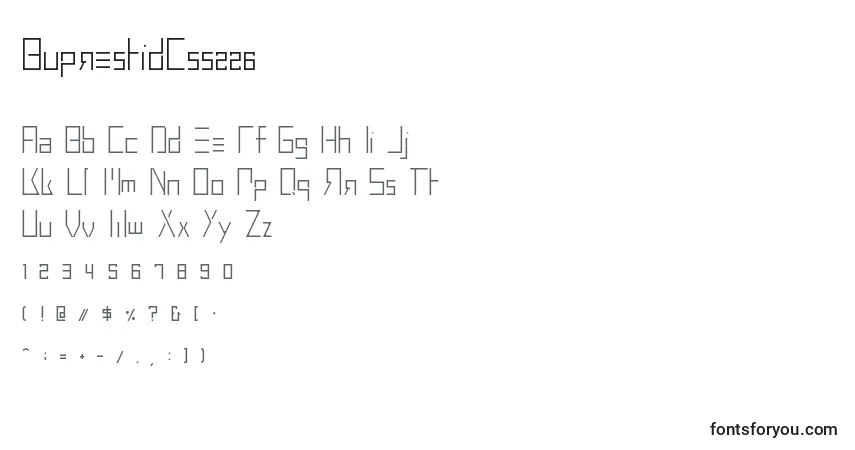 A fonte BuprestidCss226 – alfabeto, números, caracteres especiais