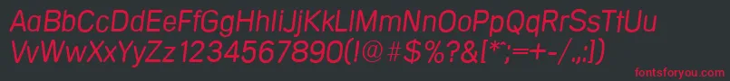 フォントMercedesserialLightItalic – 黒い背景に赤い文字