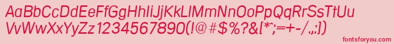 フォントMercedesserialLightItalic – ピンクの背景に赤い文字