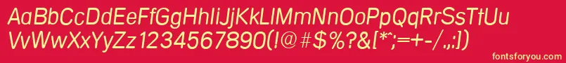 MercedesserialLightItalic Font – Yellow Fonts on Red Background