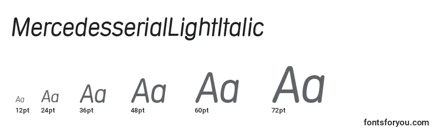 Размеры шрифта MercedesserialLightItalic