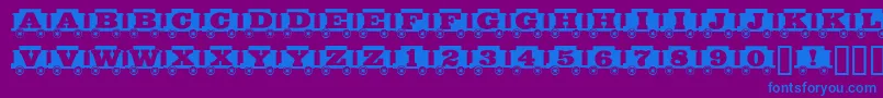 Grandfunkrr-Schriftart – Blaue Schriften auf violettem Hintergrund