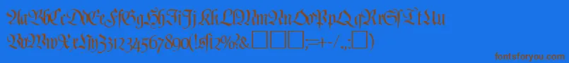 Fonte PoemfrakturRegularDb – fontes marrons em um fundo azul