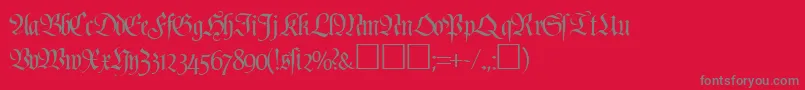 フォントPoemfrakturRegularDb – 赤い背景に灰色の文字