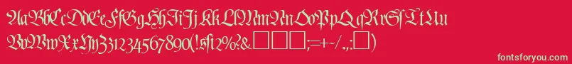 PoemfrakturRegularDb Font – Green Fonts on Red Background