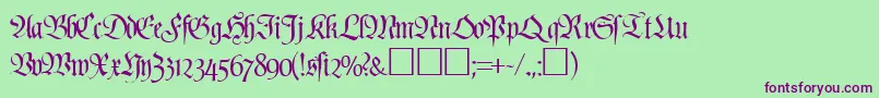 Шрифт PoemfrakturRegularDb – фиолетовые шрифты на зелёном фоне