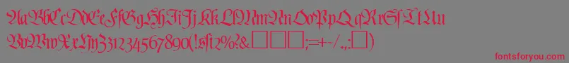 フォントPoemfrakturRegularDb – 赤い文字の灰色の背景