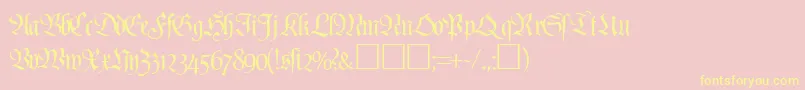 PoemfrakturRegularDb-Schriftart – Gelbe Schriften auf rosa Hintergrund