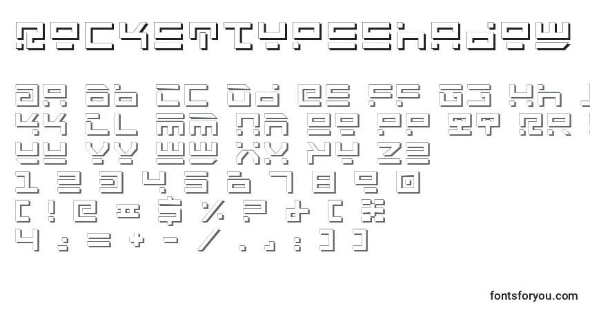 Шрифт RocketTypeShadow – алфавит, цифры, специальные символы