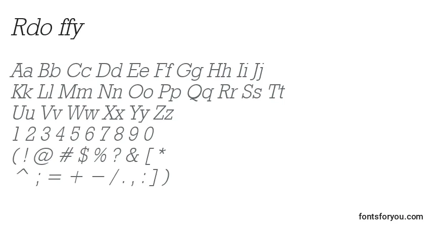 Schriftart Rdo ffy – Alphabet, Zahlen, spezielle Symbole