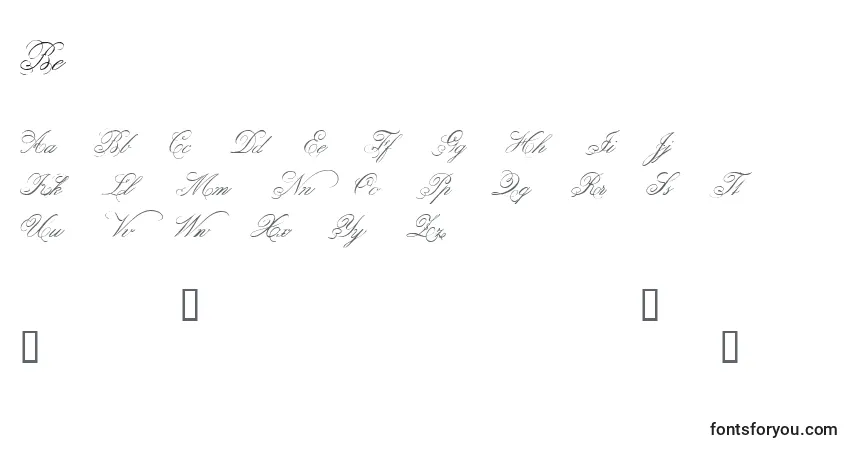 Czcionka Be – alfabet, cyfry, specjalne znaki
