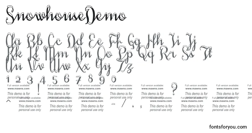 SnowhouseDemo Font – alphabet, numbers, special characters