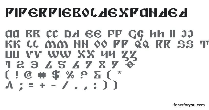 A fonte PiperPieBoldExpanded – alfabeto, números, caracteres especiais