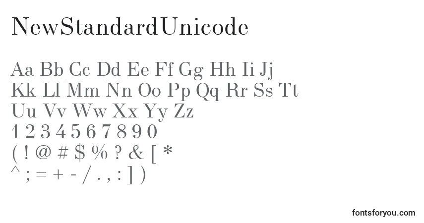 A fonte NewStandardUnicode – alfabeto, números, caracteres especiais