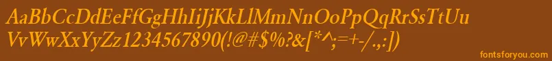 Police UrwgaramondtmedextnarOblique – polices orange sur fond brun