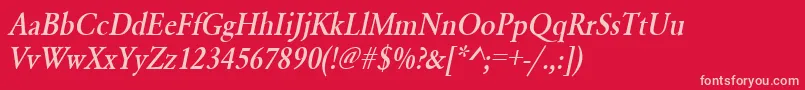 UrwgaramondtmedextnarOblique Font – Pink Fonts on Red Background
