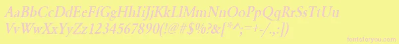 Police UrwgaramondtmedextnarOblique – polices roses sur fond jaune