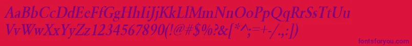 UrwgaramondtmedextnarOblique Font – Purple Fonts on Red Background