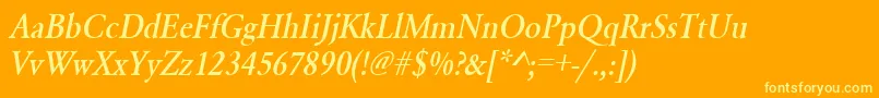 UrwgaramondtmedextnarOblique Font – Yellow Fonts on Orange Background